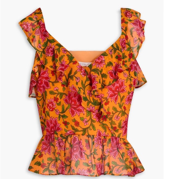 Veronica Beard Randa Floral Surplice Silk Top SZ 4 - Picture 2 of 6